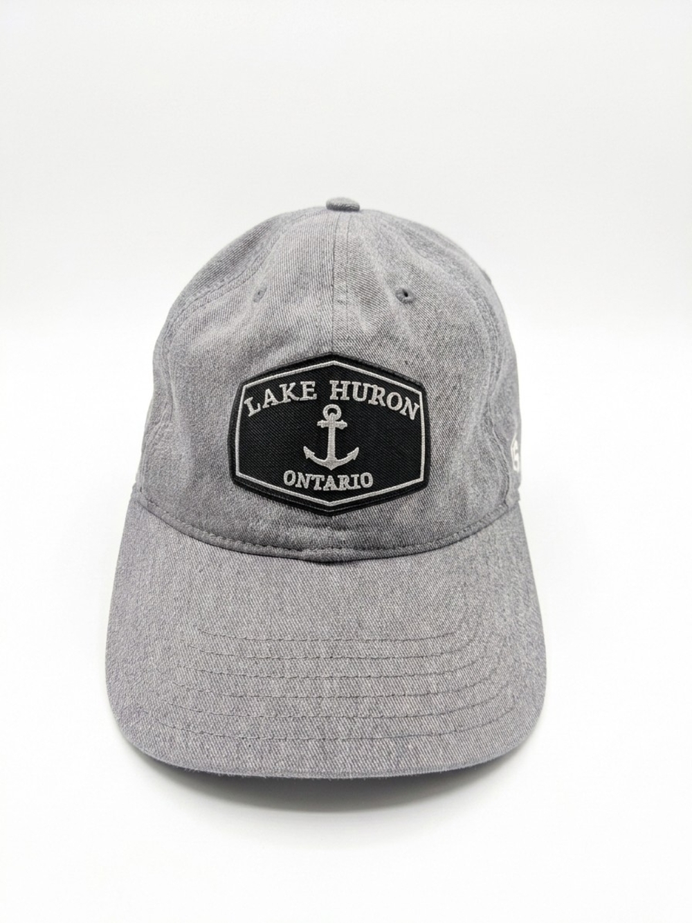 Lake Huron Ontario Gray Baseball Cap with Anchor Patch